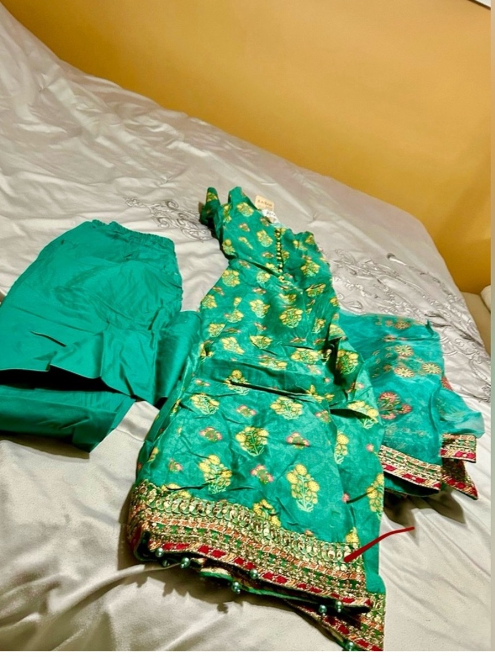 Maria. B. Green Embroidered Anarkali Suit with Matching Dupatta - Picture 6 of 8